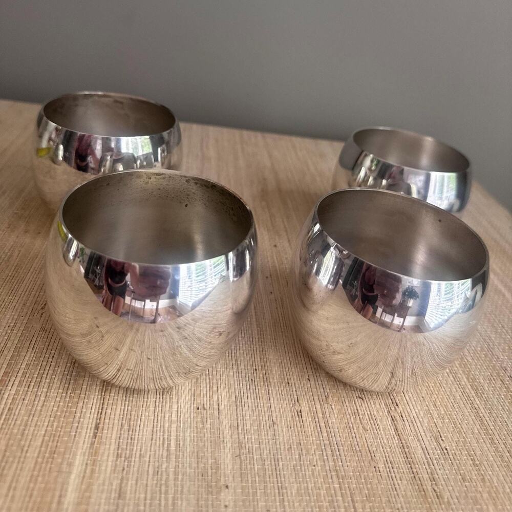 Vintage Set MCM Poole Silver Plated Cordial Cups or Wine Goblets (4)